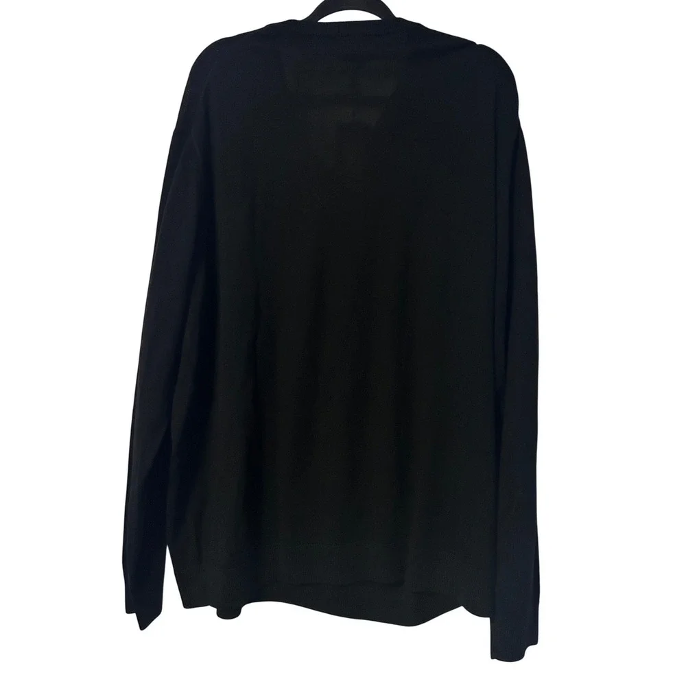 Hart Schaffner Marx Mens 2XB Black Extra Fine Merino‎ Wool V-Neck Sweater NWT